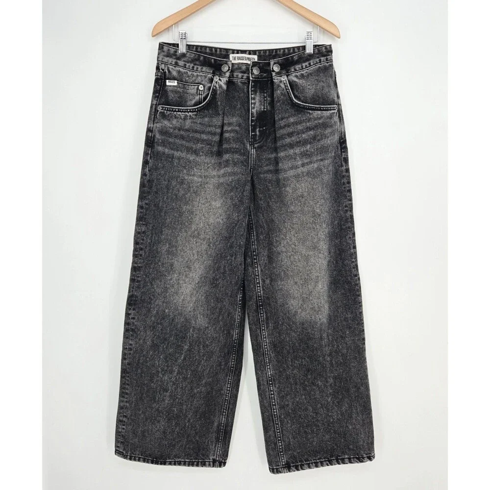Ragged Priest Jeans Women 28 Black Wide Leg Denim Baggy Grunge Goth Emo Festival